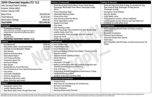 White 2009 Chevrolet Impala LTZ