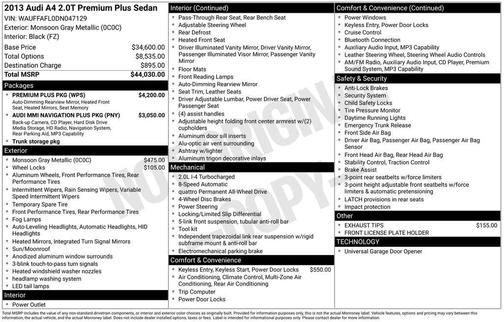 2013 Audi A4 2.0T Premium Plus quattro