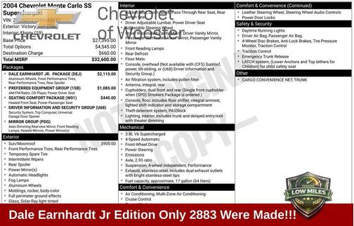 Victory Red 2004 Chevrolet Monte Carlo Supercharged SS