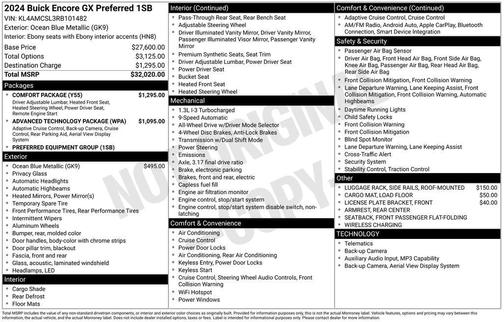 Ocean Blue Metallic 2024 Buick Encore GX Preferred