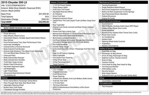 2015 Chrysler 200 LX