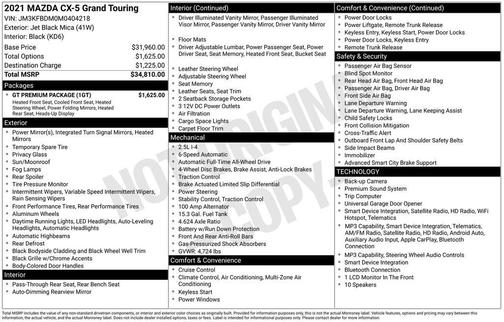 Jet Black Mica 2021 Mazda CX-5 Grand Touring