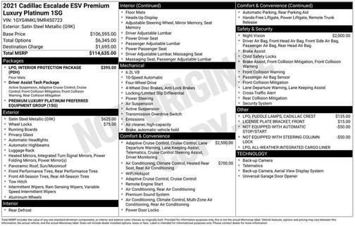 2021 Cadillac Escalade ESV Premium Luxury Platinum