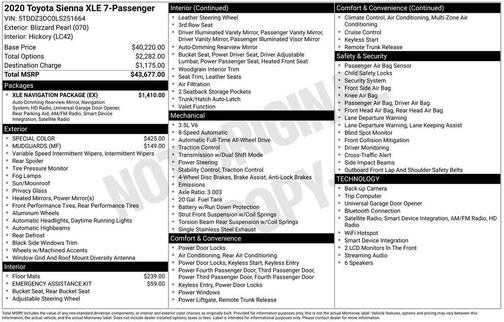 Blizzard Pearl 2020 Toyota Sienna Limited