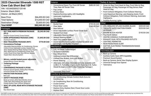 Black 2025 Chevrolet Silverado 1500 RST