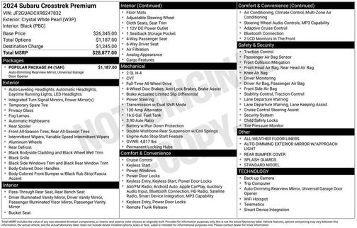 Crystal White Pearl 2024 Subaru Crosstrek Premium