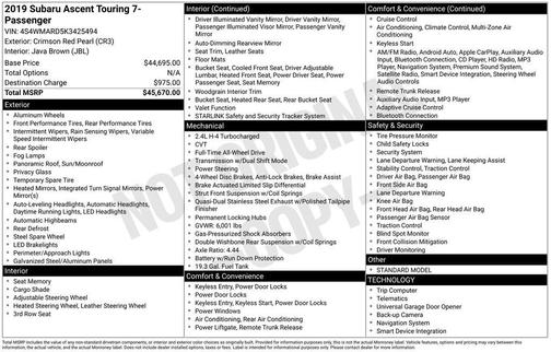 2019 Subaru Ascent Touring 7-Passenger