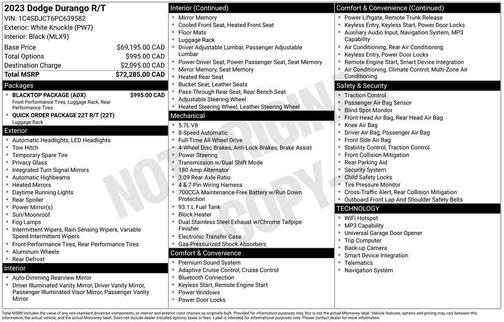 White Knuckle Clearcoat 2023 Dodge Durango R/T
