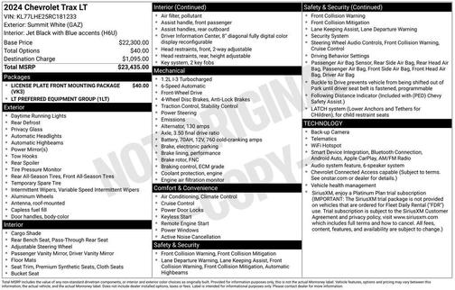 Summit White 2024 Chevrolet Trax LT