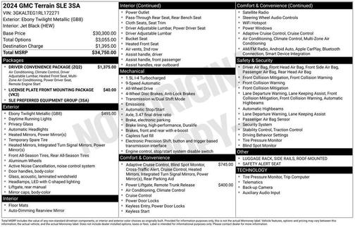 Ebony Twilight Metallic 2024 GMC Terrain SLE