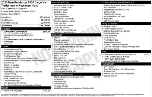 Bright White Clearcoat 2025 RAM ProMaster 3500 High Roof