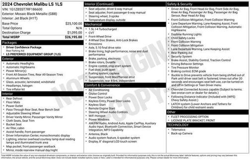Mosaic Black Metallic 2024 Chevrolet Malibu 1LS