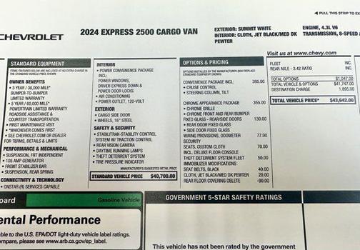 2024 Chevrolet Express 2500 RWD 2500 Regular Wheelbase WT