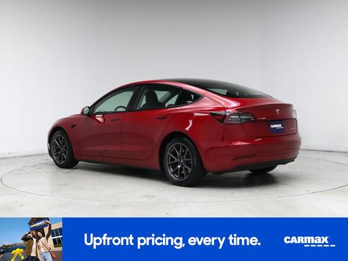 Red 2021 Tesla Model 3 Long Range