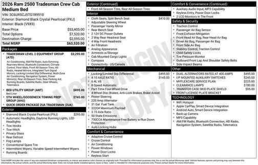Diamond Black 2026 RAM 2500 Tradesman