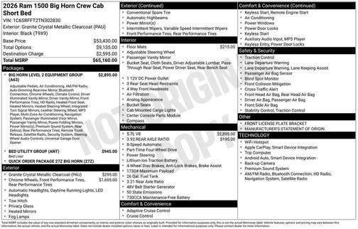 2026 RAM 1500 Big Horn/Lone Star