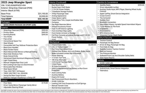 2023 Jeep Wrangler Sport