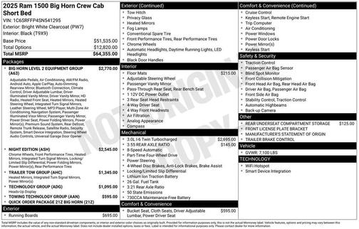 2025 RAM 1500 Big Horn/Lone Star