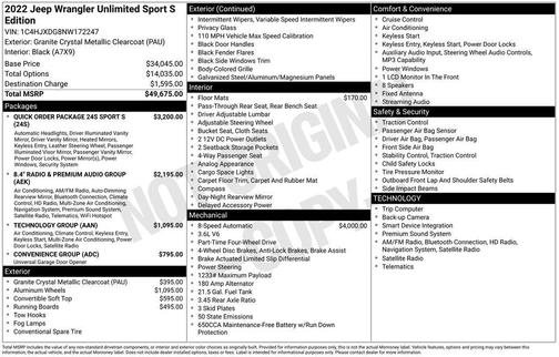 2022 Jeep Wrangler Unlimited Sport
