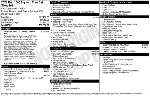2026 RAM 1500 Big Horn/Lone Star