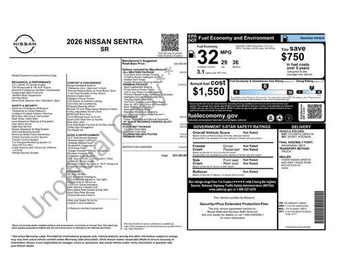 Atlantic Gray Metallic 2026 Nissan Sentra SR
