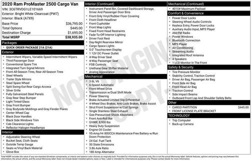 2020 RAM ProMaster 2500 High Roof