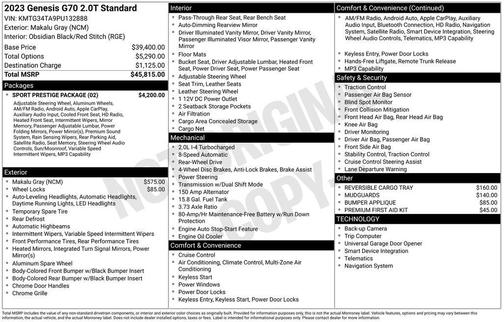 2023 Genesis G70 2.0T RWD