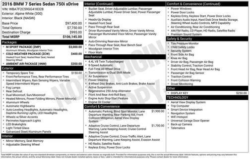 2016 BMW 750 i xDrive