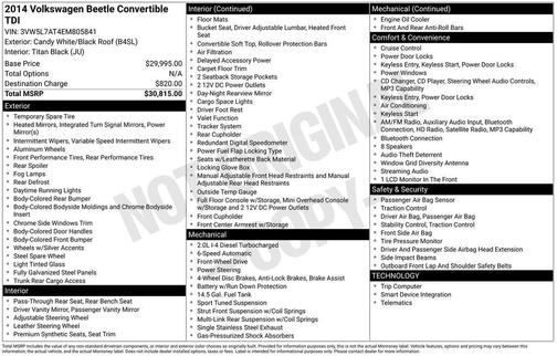2014 Volkswagen Beetle DSG 2.0L TDI