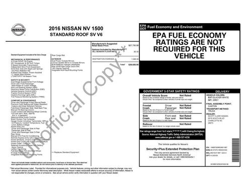 2016 Nissan NV Cargo NV1500 SV V6
