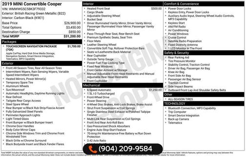 British Racing Green Metallic 2019 MINI Convertible Cooper