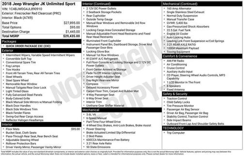 2018 Jeep Wrangler JK Unlimited Sport