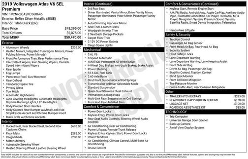2019 Volkswagen Atlas 3.6L SEL Premium