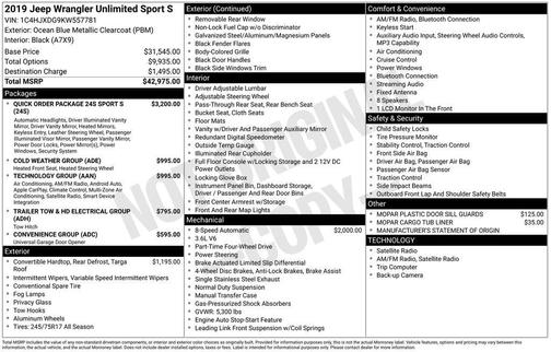 2019 Jeep Wrangler Unlimited Sport
