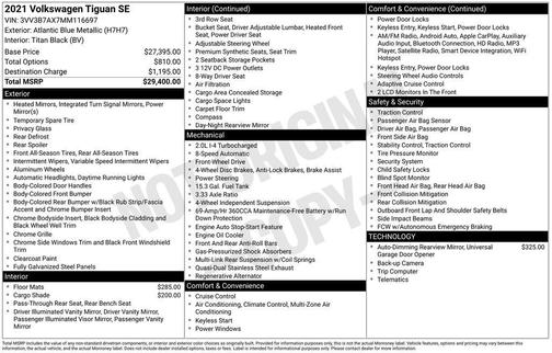 2021 Volkswagen Tiguan 2.0T SE