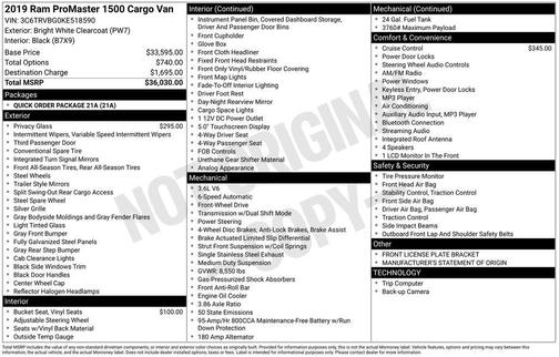 2019 RAM ProMaster 1500 Base