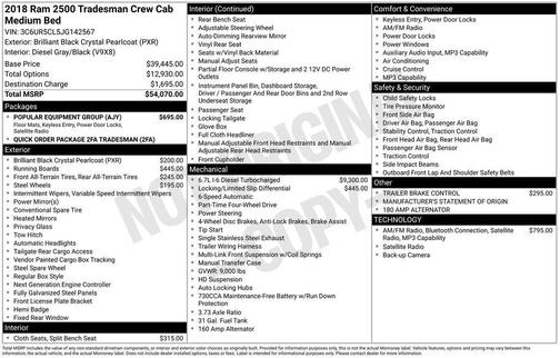 2018 RAM 2500 Tradesman Crew Cab 4x4 6'4' Box
