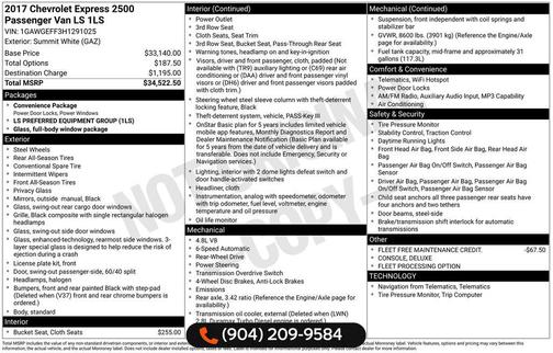 Summit White 2017 Chevrolet Express 2500 LS