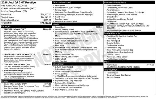 2018 Audi Q7 3.0T Prestige