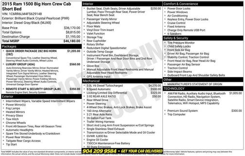 Brilliant Black Crystal Pearlcoat 2015 RAM 1500 Big Horn