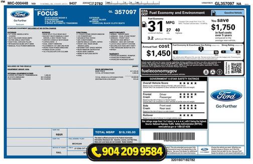 Ingot Silver 2016 Ford Focus S