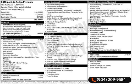 2018 Audi A4 2.0T Premium