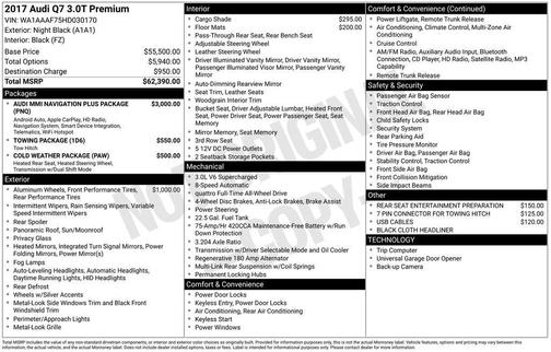 2017 Audi Q7 3.0T Premium