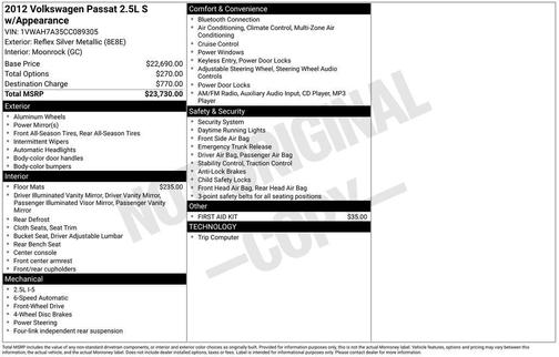 2012 Volkswagen Passat 2.5 S