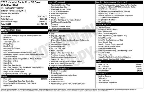 Hampton Gray 2026 Hyundai SANTA CRUZ SE