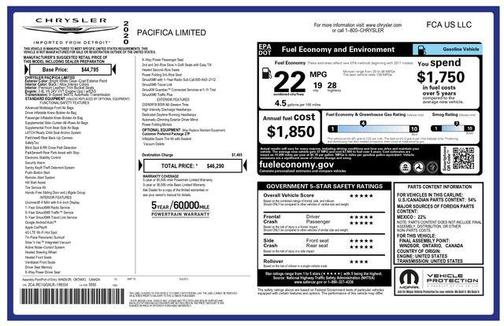 Bright White Clearcoat 2020 Chrysler Pacifica Limited