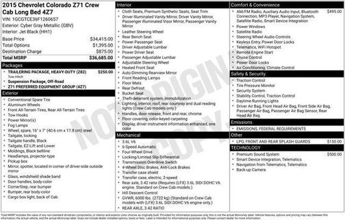 2015 Chevrolet Colorado Z71