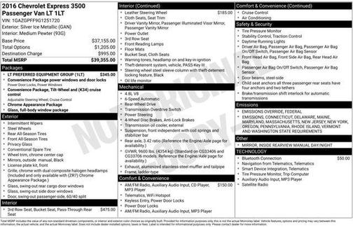 2016 Chevrolet Express 3500 LT