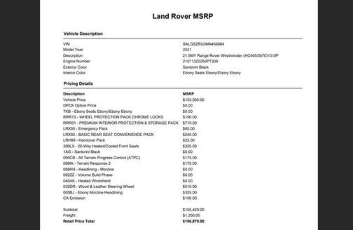 2021 Land Rover Range Rover HSE Westminster