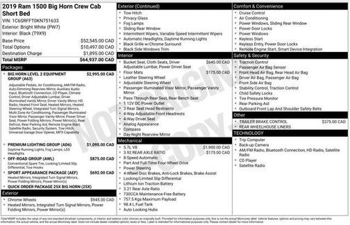 Bright White Clearcoat 2019 RAM 1500 Big Horn